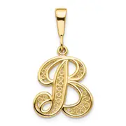 14k Yellow GoldY Polished Script Filigree Letter B Initial Pendant