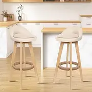 ALFORDSON 2Pcs Swivel Bar Stools, Liam Beige Counter Stool Chair with Footrest, Kitchen Barstools Dining Chair for Home Bar Dining Room