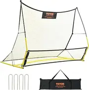 VEVOR 1.8 M Soccer Trainer, 2-in-1 Portable Soccer Rebounder Net, Iron Soccer Practice Equipment, Sports Football Rebounder Wall with Portable Bag, Perfect for Team Solo Training, Passing, Volley