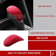 Red Suede Leather Car Gear Shift Head Knob Cover Trim For Chevrolet Monza 2019+