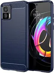 [Jhxtech] Case for Motorola Edge 30 Lite Case/Motorola Edge 30 Neo XT2245-1 Case, Ultra Slim Phone Cover with Shock-Absorption Carbon Fiber TPU Rubber Protective Cases for Motorola Edge 30 Neo Navy Blue