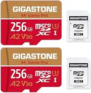 [Gigastone] 256GB 2-Pack Micro SD Card, 4K Game Pro, 4K Gaming, MicroSDXC Memory Card for Nintendo-Switch Compatible, R/W up to 100/60MB/s, UHS-I U3 A2 V30 C10