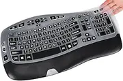 CaseBuy Keyboard Cover with Large Letters Comaptible with Logitech K350 MK550 MK570 Wireless Wave Ergonomic Keyboard Protector with Oversized Print Letters -Black