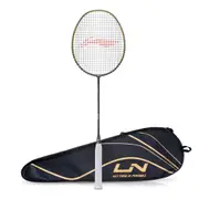 Li-Ning Wind Lite 700 II Carbon Fibre Badminton Strung Racket with Full Cover - For Intermediate - Dynamic Optimum Frame - Heavy Head - Maximum String Tension- 28lbs - Size: 77gm - Dark� Grey-Lime