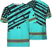[Maddly] High Visibility US Flag Collection Safety Workwear Custom Name For Workers, Runners, Truckers, Patriotic