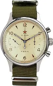 [Sugess] Gold SWAN Neck SEA-Gull 1962 (NEW SEAGULL 1963) 40MM Luminous Sapphire Crystal Genuine Nylon Band ST1901 Movement Men's Pilot Chronograph Watch SU1962Z40X, Green, 40mm, strap