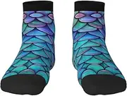 [JBYJBX] Mermaid Teal Fish Print Adult Socks Womens Mens Workout Thermal Cozy All-Season Gift Holiday Articles Use, 3 Black, One Size