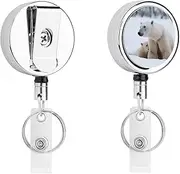[WYUSPGK] Stainless Steel ID Clamp, Snow Animal Polar Bear Print Durable Office ID Clamp Professional ID Clamp Polished ID Clamp, White