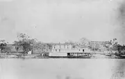 Steam Paddle Boat Tied to the Riverbank Mildura 1885 Australia OLD PHOTO