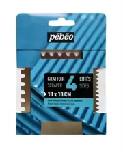 Pebeo 4 Sided Metal Scraper for Acrylic Oil Paint Texture Sgraffito 10 x 10cm