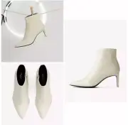 NIB Rag & Bone Women's ВЕНА BOOT White Crinkle Leather Pointy Toe Stiletto Sz 37