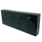 3A AU Quad Power Point 10A 250v – 4 Gang GPO Socket Outlet - Black