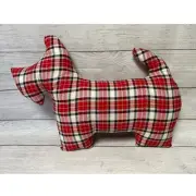 Scottie Dog Pillow Scottish Terrier Red Plaid Dog Shaped Pillow Gift Handmade