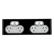 Clipsal Saturn Series Quad Powerpoint 10Amp Horizontal Switch Socket Outlet Espresso Black - 4025H2-EB
