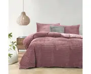 Dreamaker Embossed Teddy Fleece Quilt Cover Set Blush