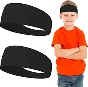 [WLLHYF] 2Pcs Sports Headbands Kids Athletic Sweatbands Elastic Breathable Wicking Hairband Football Headbands Sweat Absorbing Workout Headbands for Youth Boys Girls