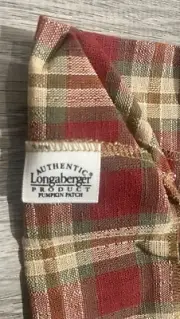 Longaberger Pumpkin Patch basket liner ORCHARD PARK PLAID Red/tan #2676081 - NEW