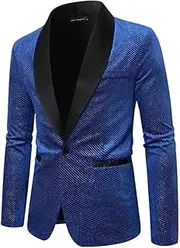[HEYDHSDC] Mens Shawl Collar Tuxedo Blazers One Button Slim Fit Dress Suit Party Dinner Banquet Jacket