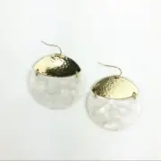 Etched Metal Round Crescent Shape Drop Earrings