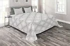 Geometric Quilted Coverlet & Pillow Shams Set, Minimalist Squares Print