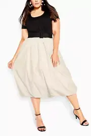 CITY CHIC Paris Days Dress Buff & Black Plus Size Medium/18 NWT [RRP $129.95]