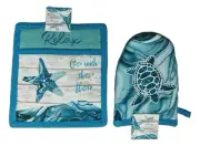 Coastal Tranquility Nautical Potholder & Oven Grabber Mitt Set, by Kay Dee