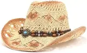 [FOllsy] New Scenic Spot Top Hat Outdoor Beach National Style Top Hat Western Cowboy Hat Sun Visor Straw Hat Jazz Top Hat-Camel||Camel