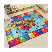 USA Map ABC Kid Rug 118 "×78.7" Educational Baby Playmat for Playroom Prima