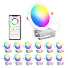 Smart Recessed Lighting 4 Inch RGBCW Color Changing 12W LED Recessed Ceiling ...