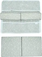 Baby Bath Kneeler and Elbow Rest Pad Set That Converts to a Seat Booster - Super Thick Baby Bathtub Kneeling Pad and Elbow Pad, with Toy Storage and Organiser Pockets (Geometric Grey)
