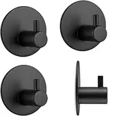 Stainless Steel Wall Hooks,4 self- 3M Adhesive Hooks for Hanging Coat, Hat,Towel Robe Hook Rack Wall Mount- Home and Office