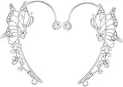 [WOFASHPURET] Rhinestones Earrings for Women Butterfly Clip Earrings Silver Ear Hooks
