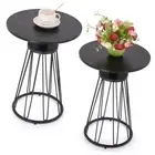 Round End Table Set of 2, Small Side Table for Living Room, Bedroom, Black
