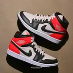 NIKE 休閒鞋 W AIR JORDAN 1 MID SE 白黑紅 AJ1 男女(布魯克林) DQ6078-100