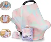 NatureBond Nursing Cover Breastfeeding | Most Breathable Mesh-Fabric Material | Multi Use for Baby Car Seat Covers Canopy Shopping Cart Cover Scarf Light Blanket Stroller (Sunrise Pink)