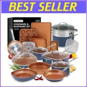 20-Piece Induction-Compatible Non-Stick Cookware Set - Eco-Friendly Ceramic