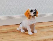 Dollhouse Puppy Dog Beagle or Lab Sitting Large 1:12 Scale Miniature Retriever