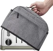 [BGD] 4 Slice Toaster Cover with Zipper & Open Pockets Kitchen Small Appliance Cover with Handle, Dust and Fingerprint Protection, Machine Washable, Grey