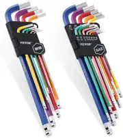 Hex Key Allen Wrench Set, 22 Pcs SAE (0.050-3/8 In) and Metric (1.5-10 Mm), Colo