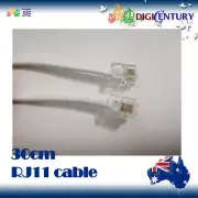 30cm 6P4C RJ11 RJ12 Telephone ADSL Straight pin Line Cord Cable White Made in AU
