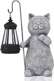 Tanner & Co Cat Solar Statue Garden Decor – Cat Gifts for Cat Lovers - Garden Ornaments Outdoor - Cat Decor Outdoor Statues -Cat Garden Figurines - Garden Solar Light Statue
