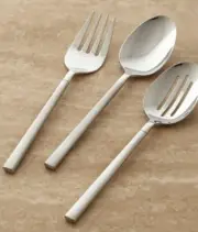 CRATE & BARREL 18/10 Heavy 3-pc Serving Set, Kenton Fork Spoon Slotted-spoon