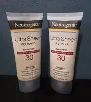 Neutrogena Ultra Sheer Dry Touch Sunscreen Lotion spf 30 3oz 2 Pack Exp 10/2026