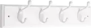 Liberty 129847 18-Inch Coat and Hat Rail/Rack with 4 Heavy Duty Hooks, White and White