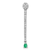 14k White Gold Real Diamond u0026 Teardrop Emerald Fancy Pendant