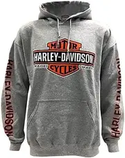 [HARLEY-DAVIDSON] Men's Bar & Shield Logo Pullover Hooded Sweatshirt, Gray 40290205 (Large)