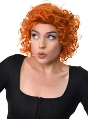 Extra Curly Ginger Annie Style Womens Costume Wig