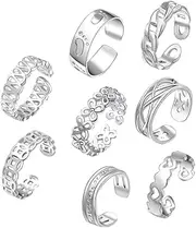 [AOKWAWALIY] Toe Rings Foot Jewelry Set in Silver Plating for Women Decorative Ring for Fashion