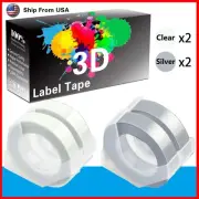 (2Clear+2Silver) Label Tape for Dymo S0720020 1540 Dymo 1595GY Makers
