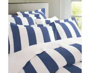 Oxford Stripe Quilt Cover Set King - Cobalt Blue